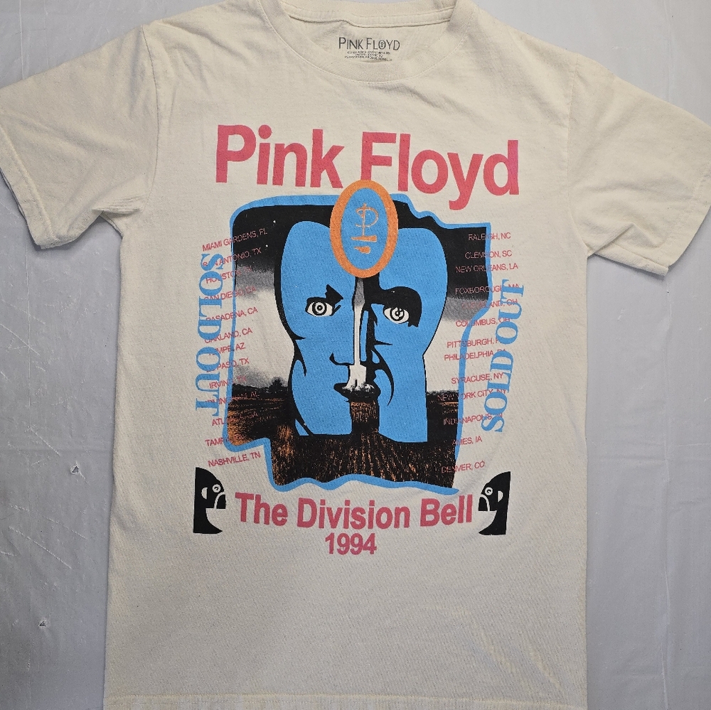 Pink Floyd Band Tee The Division Bell Tour 1994 Graphic Ivory Short Sleeve S